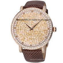 Luxury Women Diamond Watch with Leather Band